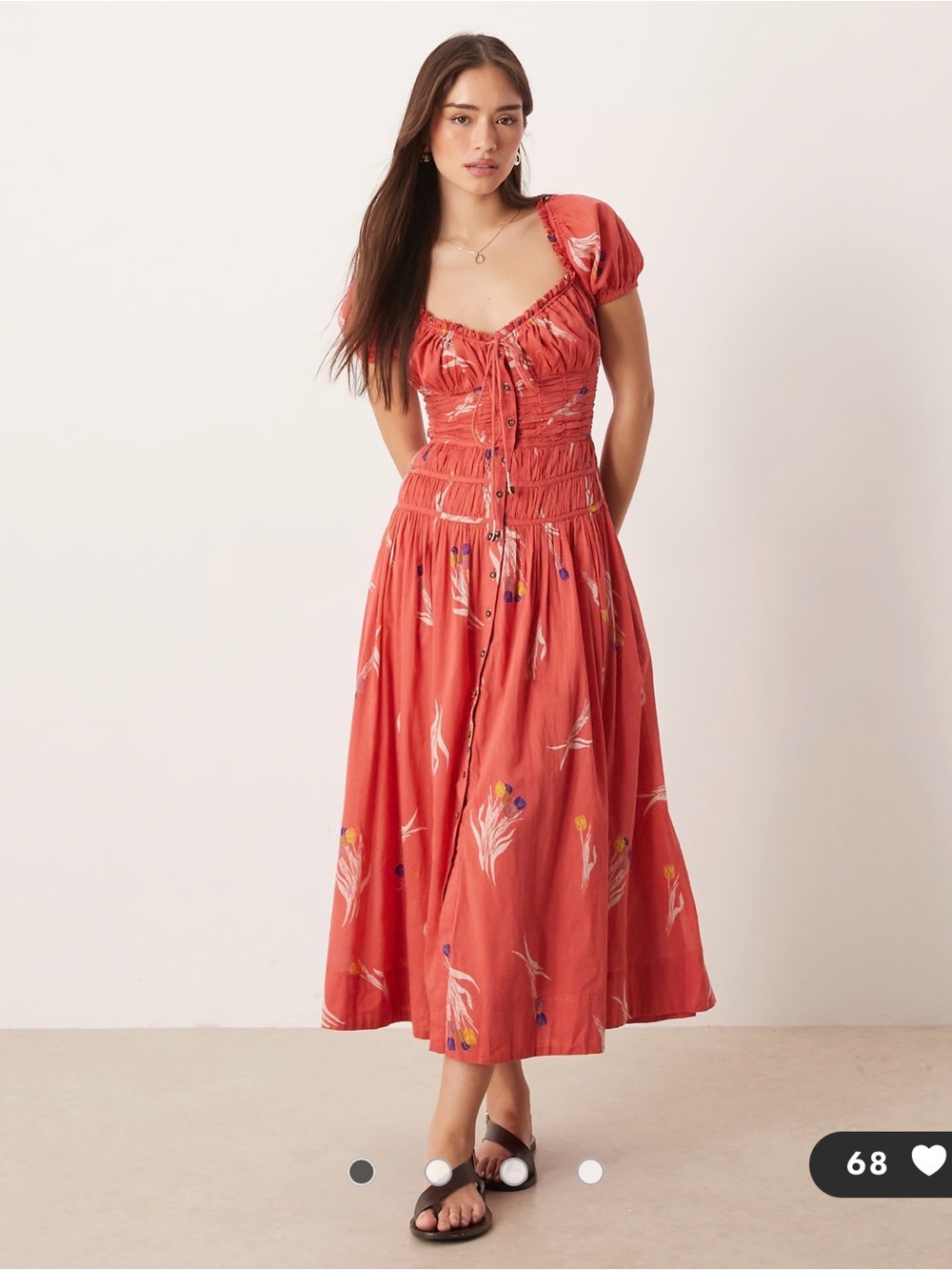 Free People complete me midi dress in coral